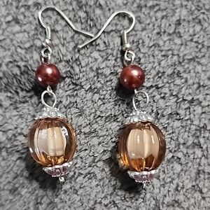 Brown and Silver Dangle Earrings